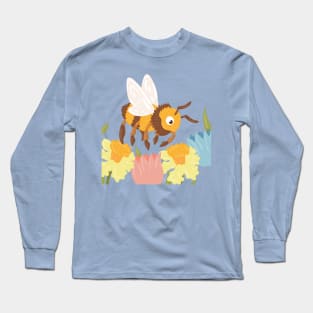 Hand Drawn Bee Cartoon Long Sleeve T-Shirt